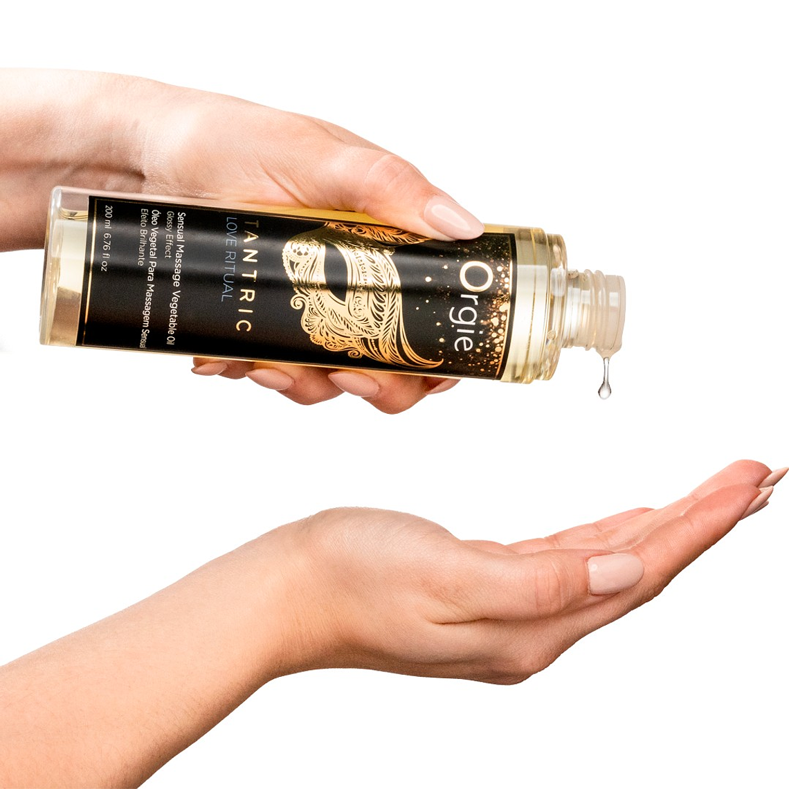 ÓLEO DE MASSAGEM COM EFEITO BRILHANTE TANTRIC LOVE RITUAL 200ML ORGIE 3