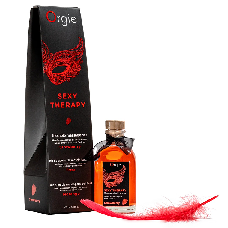 KIT DE MASSAGEM BEIJÁVEL SEXY THERAPY MORANGO ORGIE 100ML 2