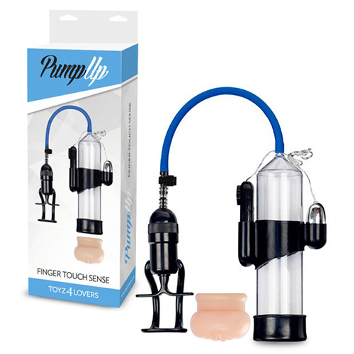 BOMBA PARA O PÉNIS VIBRATÓRIA COM MASTURBADOR FINGER TOUCH SENSE TRANSPARENTE 2