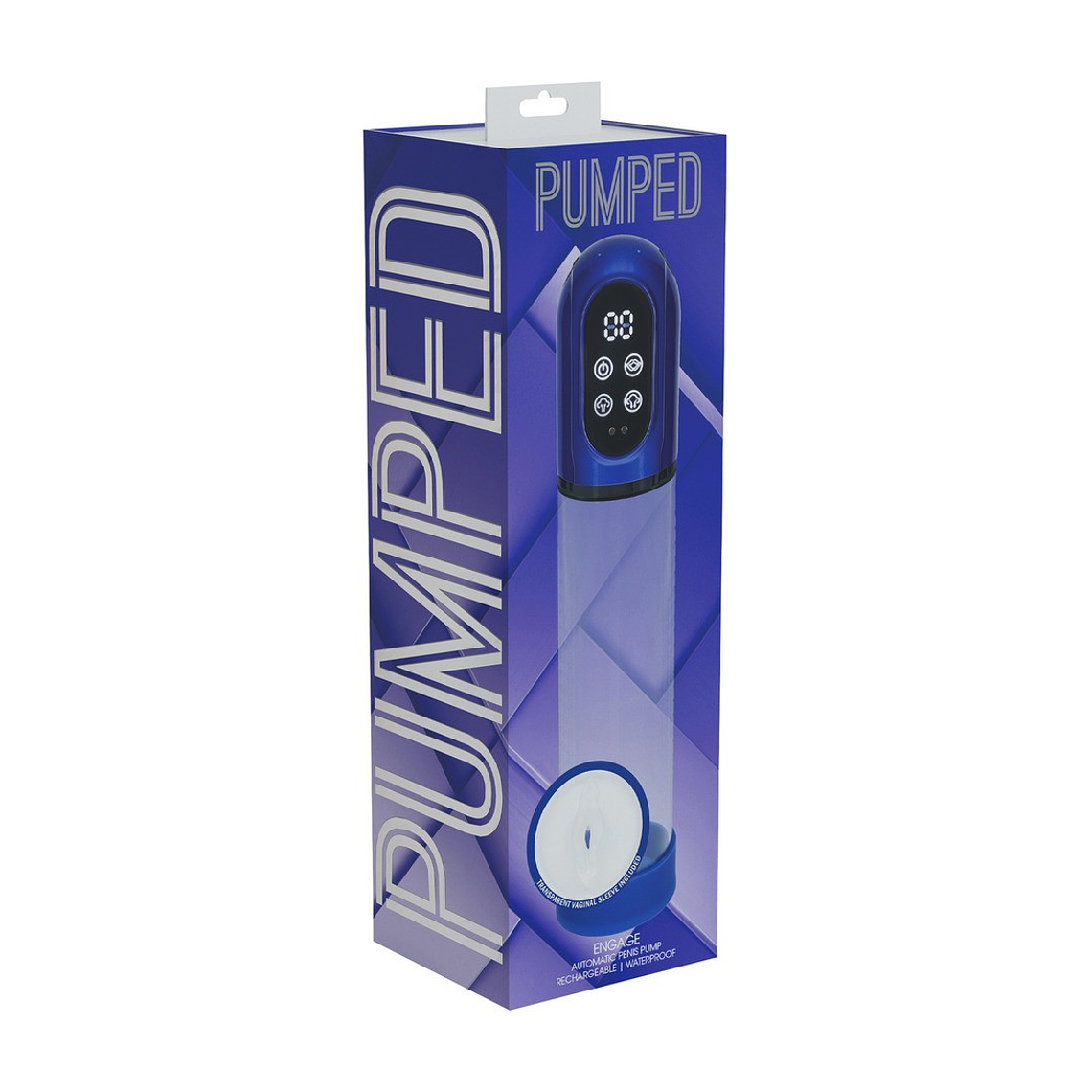 BOMBA PARA O PÉNIS AUTOMÁTICA E MASTURBADOR ENGAGE METALLIC BLUE PUMPED 2