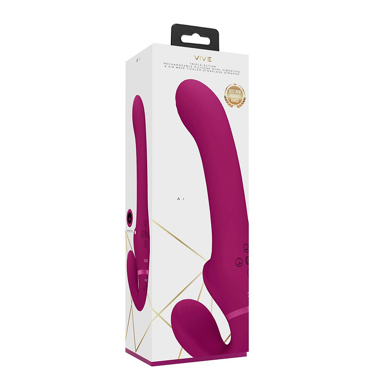 STRAP-ON SEM ARNÊS AI DUAL VIBRATING AIR WAVE TICKLER VIVE 2