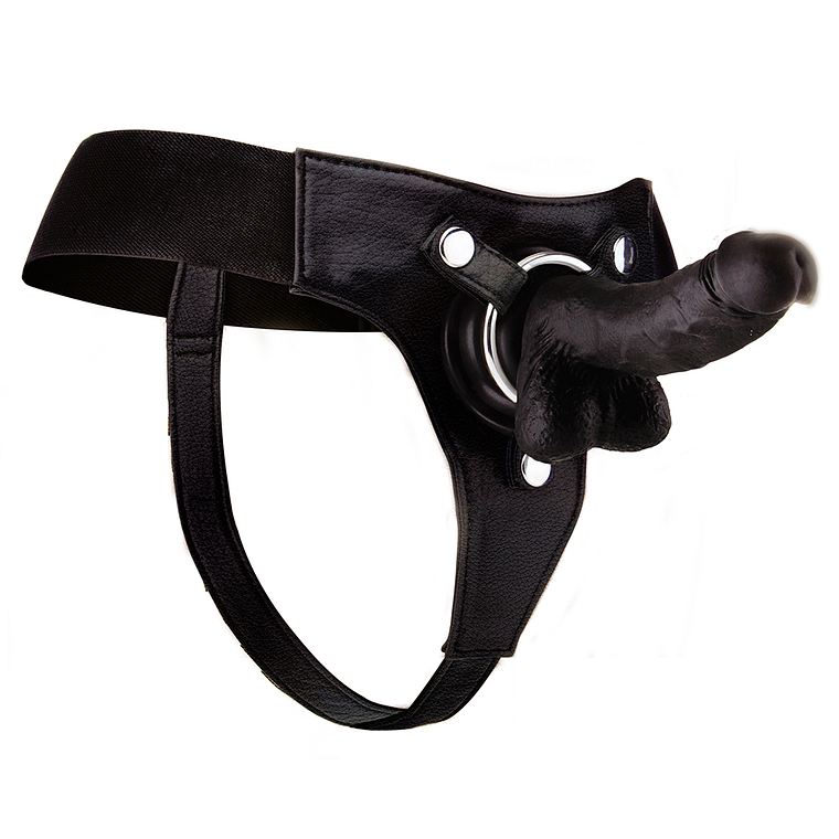 STRAP-ON REALISTA DE COURO OUCH! 7 POLEGADAS PRETO 3