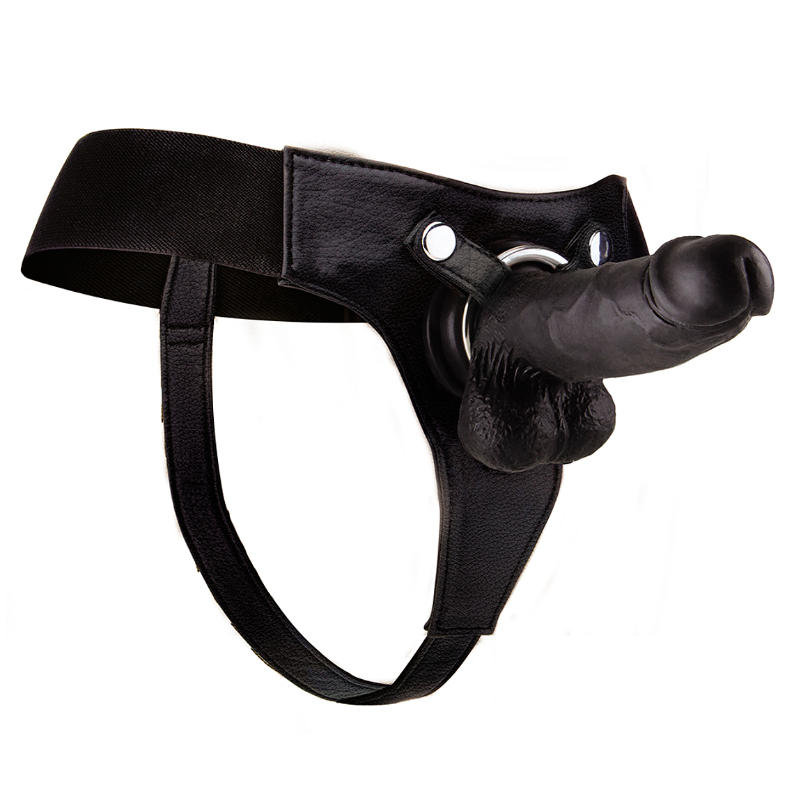STRAP-ON REALISTA DE COURO OUCH! 8 POLEGADAS PRETO 3