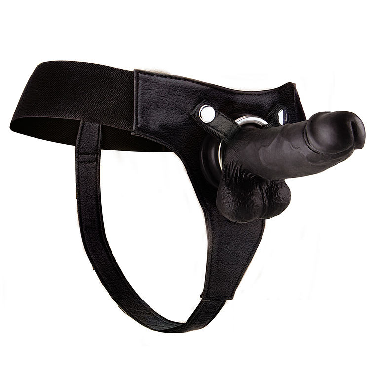 STRAP-ON REALISTA DE COURO OUCH! 8 POLEGADAS PRETO 3