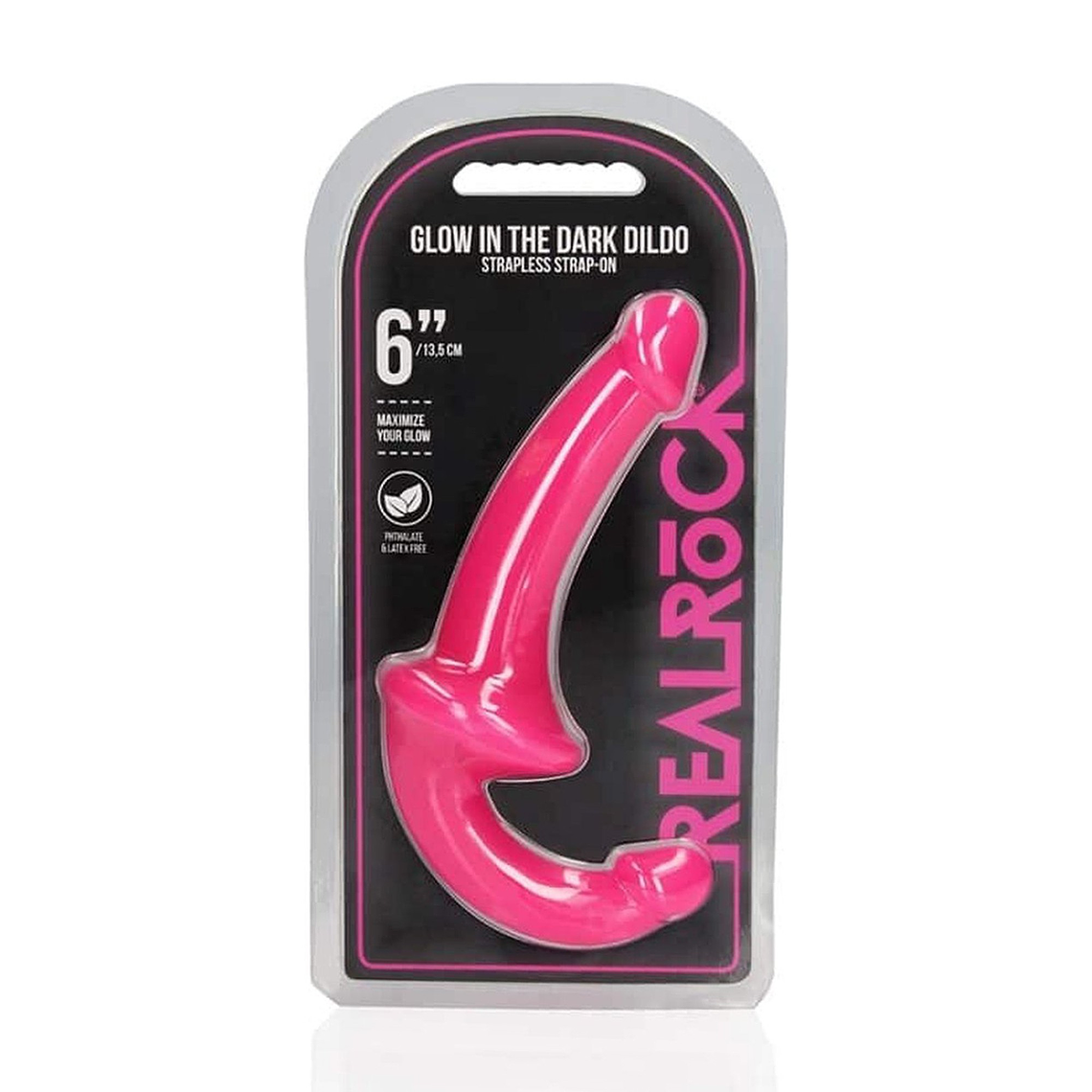 STRAP-ON SEM ARNÊS GLOW IN THE DARK 6'' / 13,5 CM ROSA REALROCK 2
