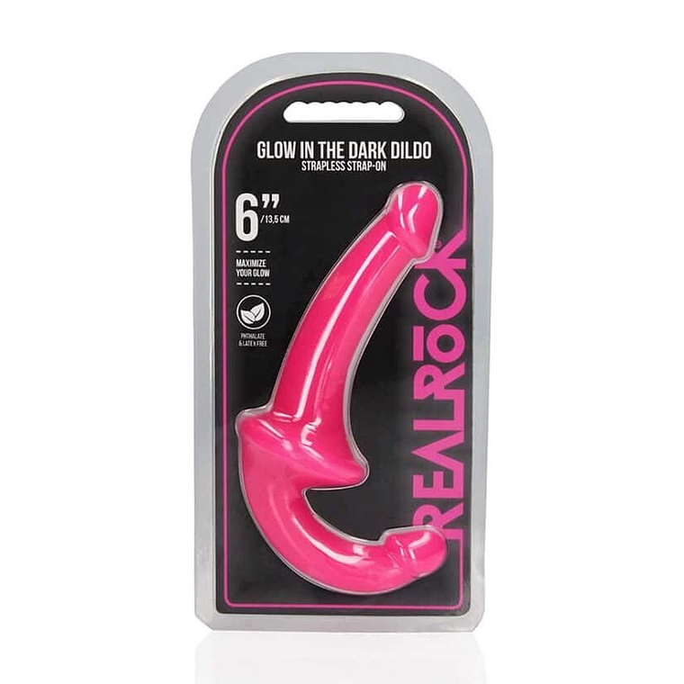 STRAP-ON SEM ARNÊS GLOW IN THE DARK 6'' / 13,5 CM ROSA REALROCK 2