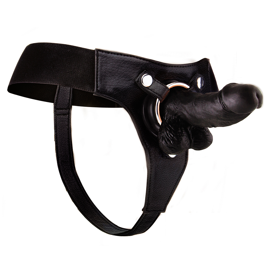 STRAP-ON REALISTA DE COURO OUCH! 6 POLEGADAS PRETO 3