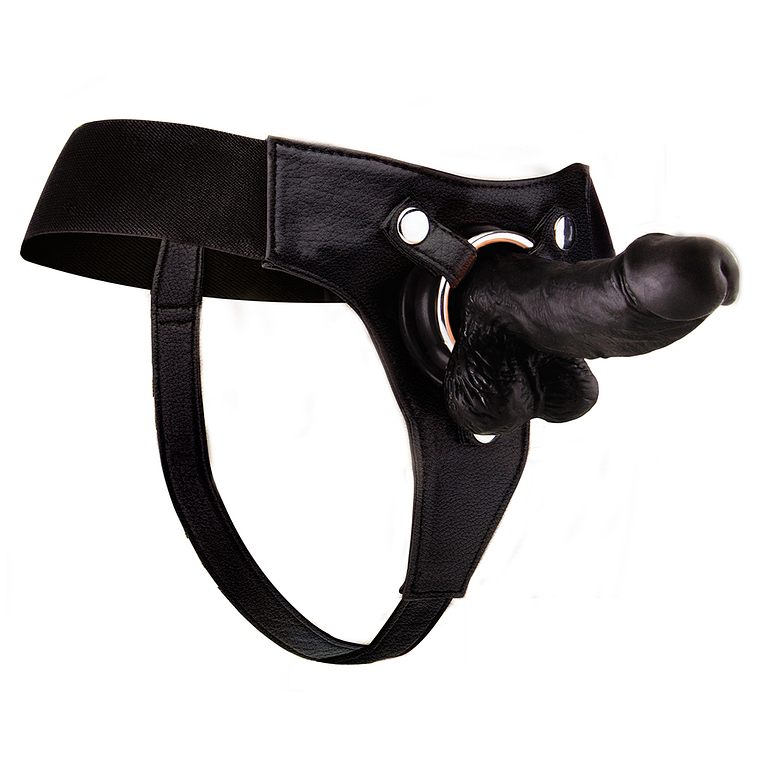 STRAP-ON REALISTA DE COURO OUCH! 6 POLEGADAS PRETO 3