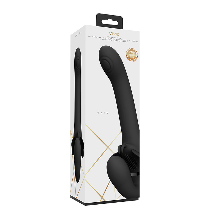 STRAP-ON SEM ARNÊS SATU PULSE-WAVE AND VIBRATING PRETO VIVE  2