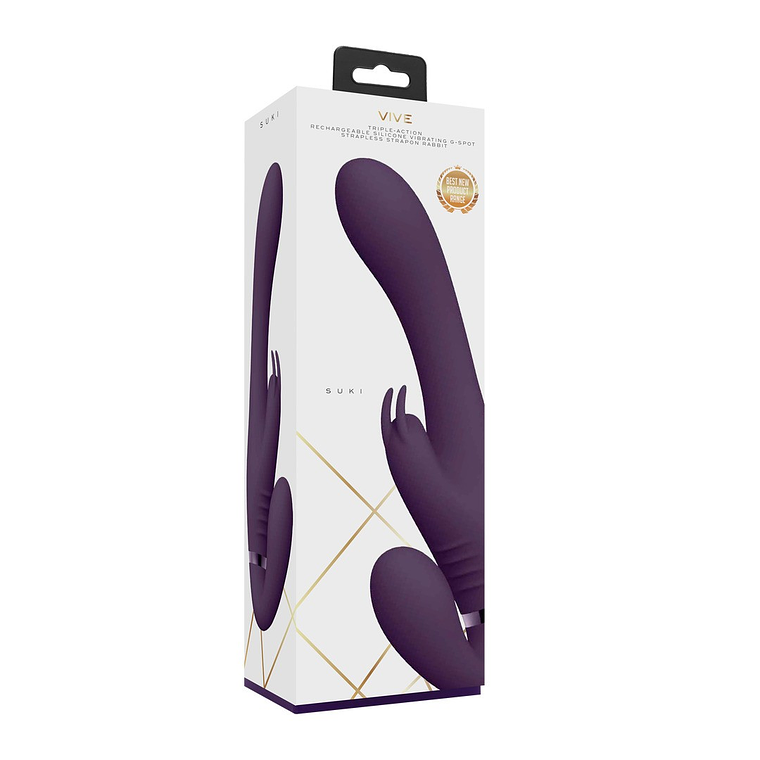 STRAP-ON SEM ARNÊS SUKI VIBRATING RABBIT ROXO VIVE 2