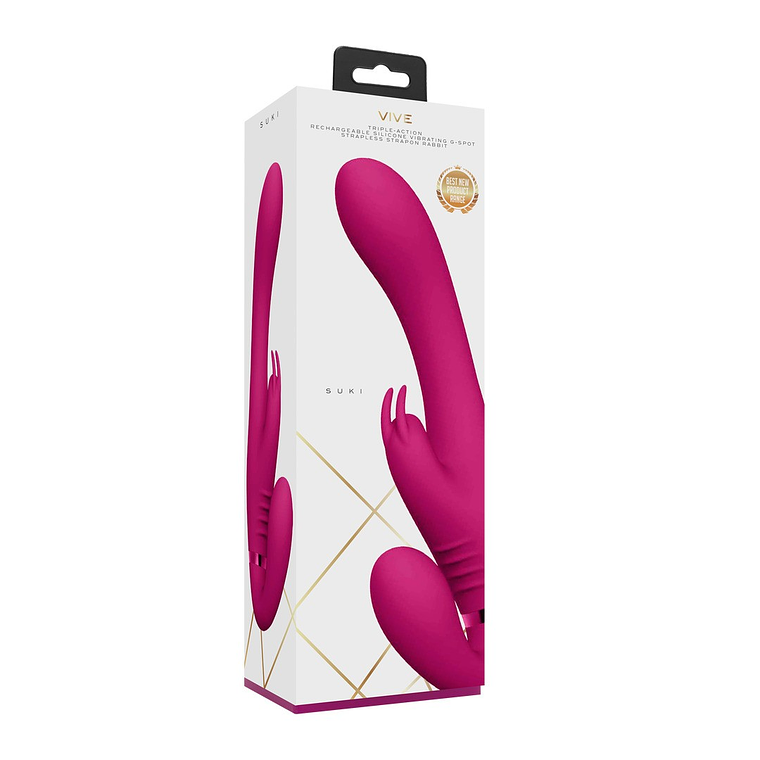 STRAP-ON SEM ARNÊS SUKI VIBRATING RABBIT ROSA VIVE 2