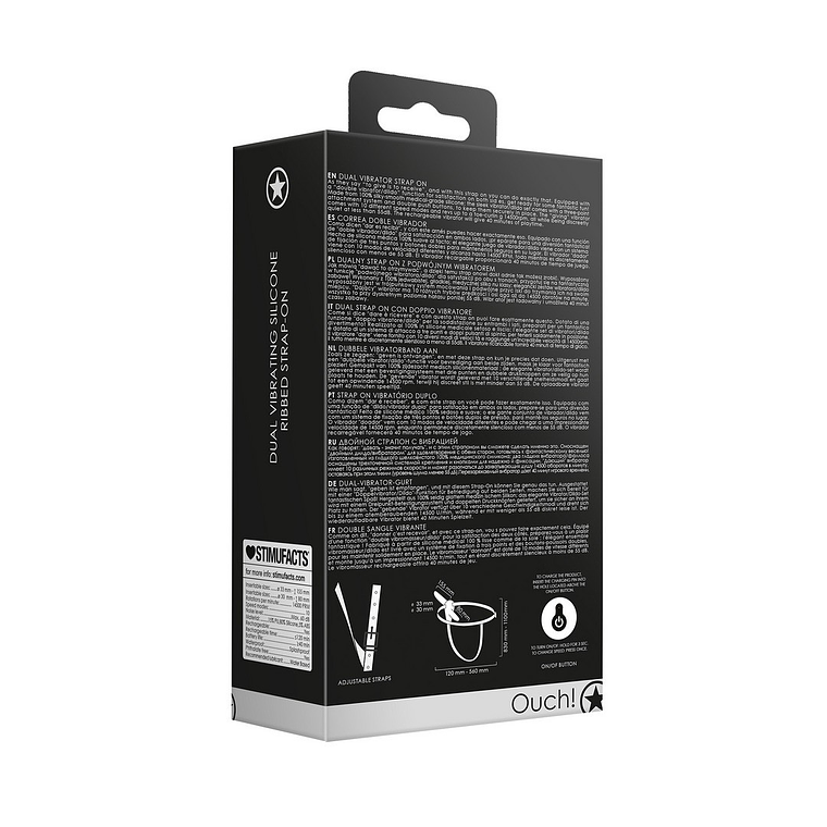 ARNÊS  AJUSTÁVEL COM VIBRADORES RECARREGÁVEIS PRETO OUCH! 3