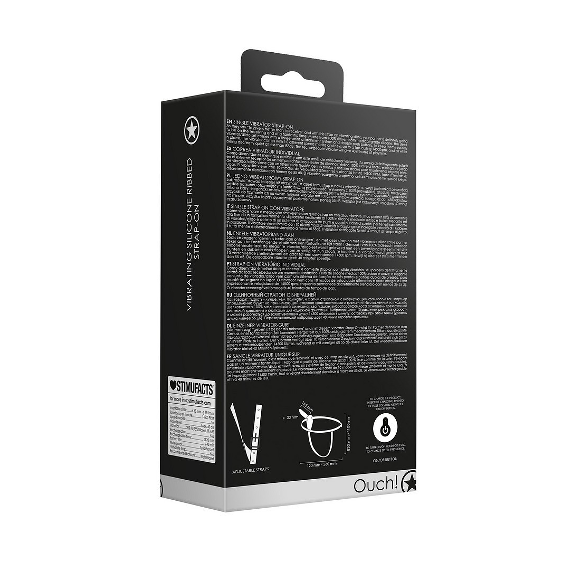 ARNÊS AJUSTÁVEL COM VIBRADOR PRETO OUCH! 3