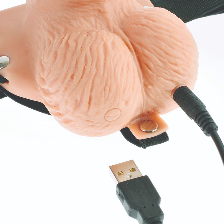 ARNÊS COM DILDO OCO RECARREGÁVEL 6' HOLLOW RECHARGEABLE STRAP-ON COM COMANDO FETISH FANTASY SERIES 6