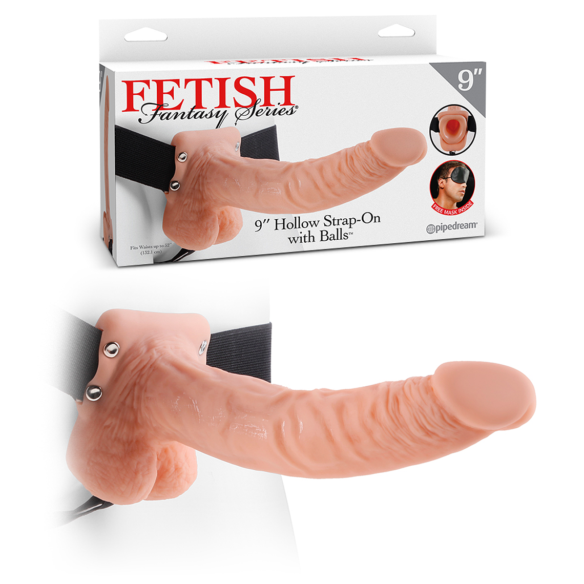 STRAP-ON OCO COM TESTÍCULOS 9' FETISH FANTASY SERIES BRANCO 2