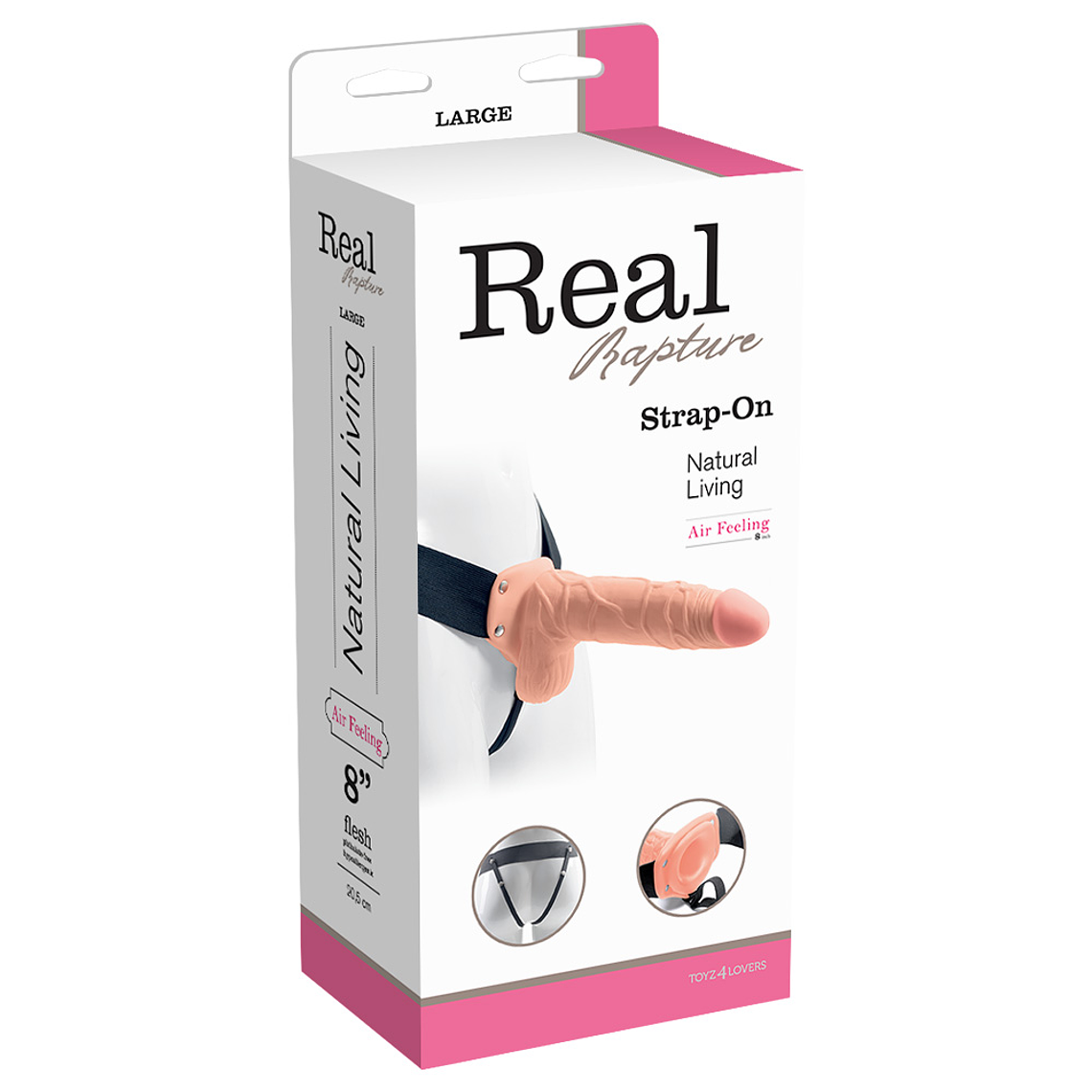 STRAP-ON OCO COM TESTÍCULOS REAL RAPTURE AIR FEELING 8' BRANCO 2