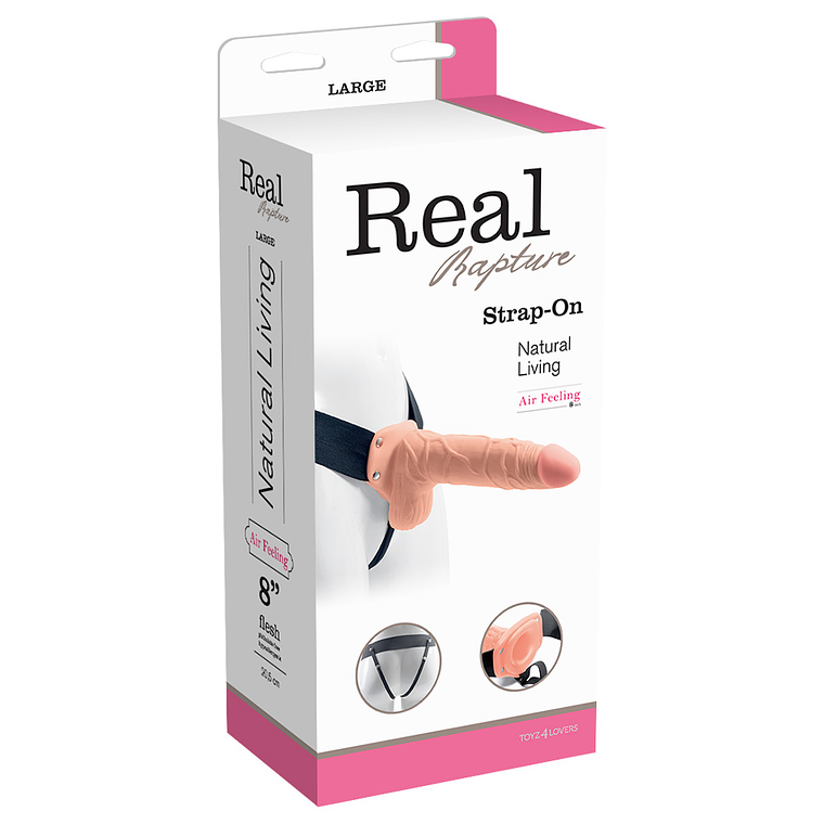 STRAP-ON OCO COM TESTÍCULOS REAL RAPTURE AIR FEELING 8' BRANCO 2