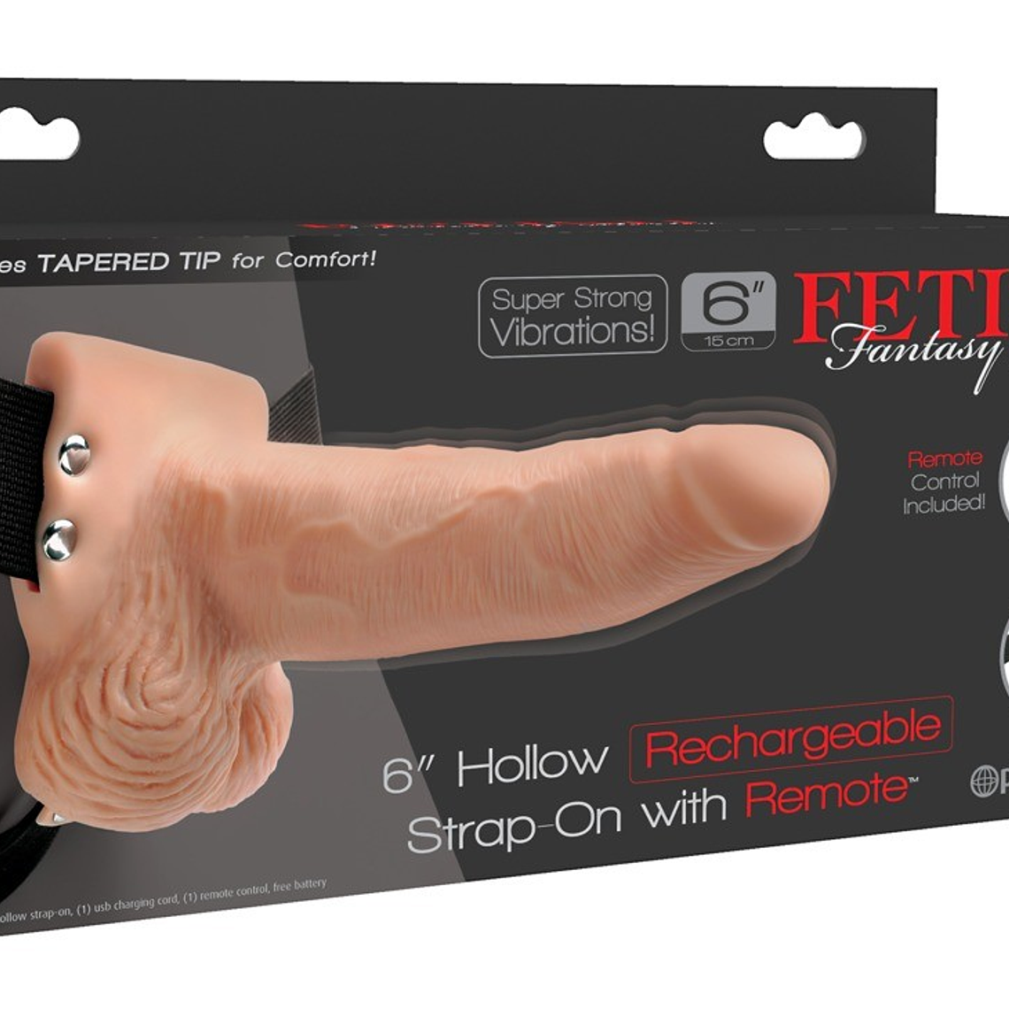 ARNÊS COM DILDO OCO RECARREGÁVEL 6' HOLLOW RECHARGEABLE STRAP-ON COM COMANDO FETISH FANTASY SERIES 8