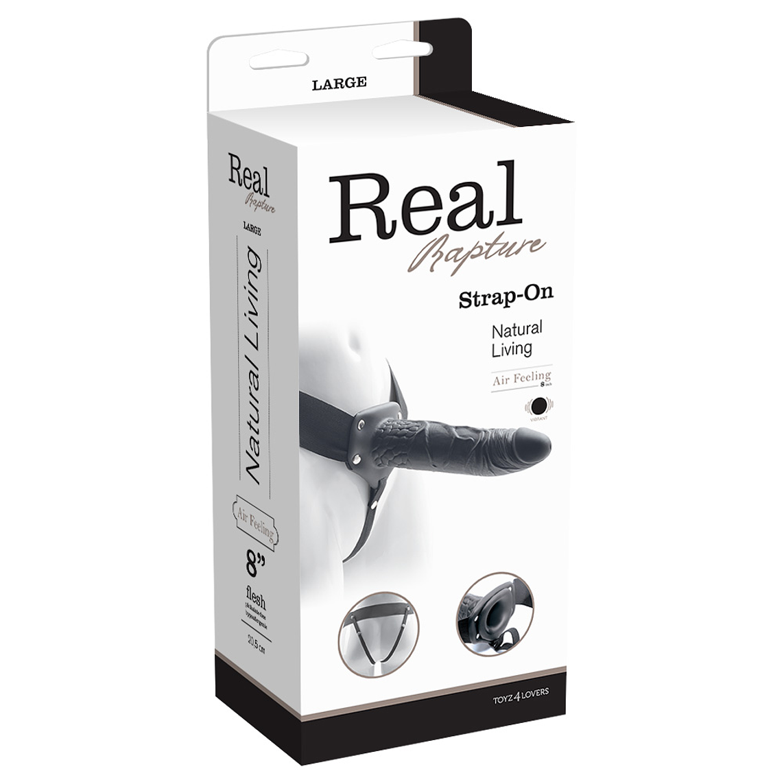 STRAP-ON OCO COM VIBRAÇÃO REAL RAPTURE AIR FEELING 8' PRETO 2