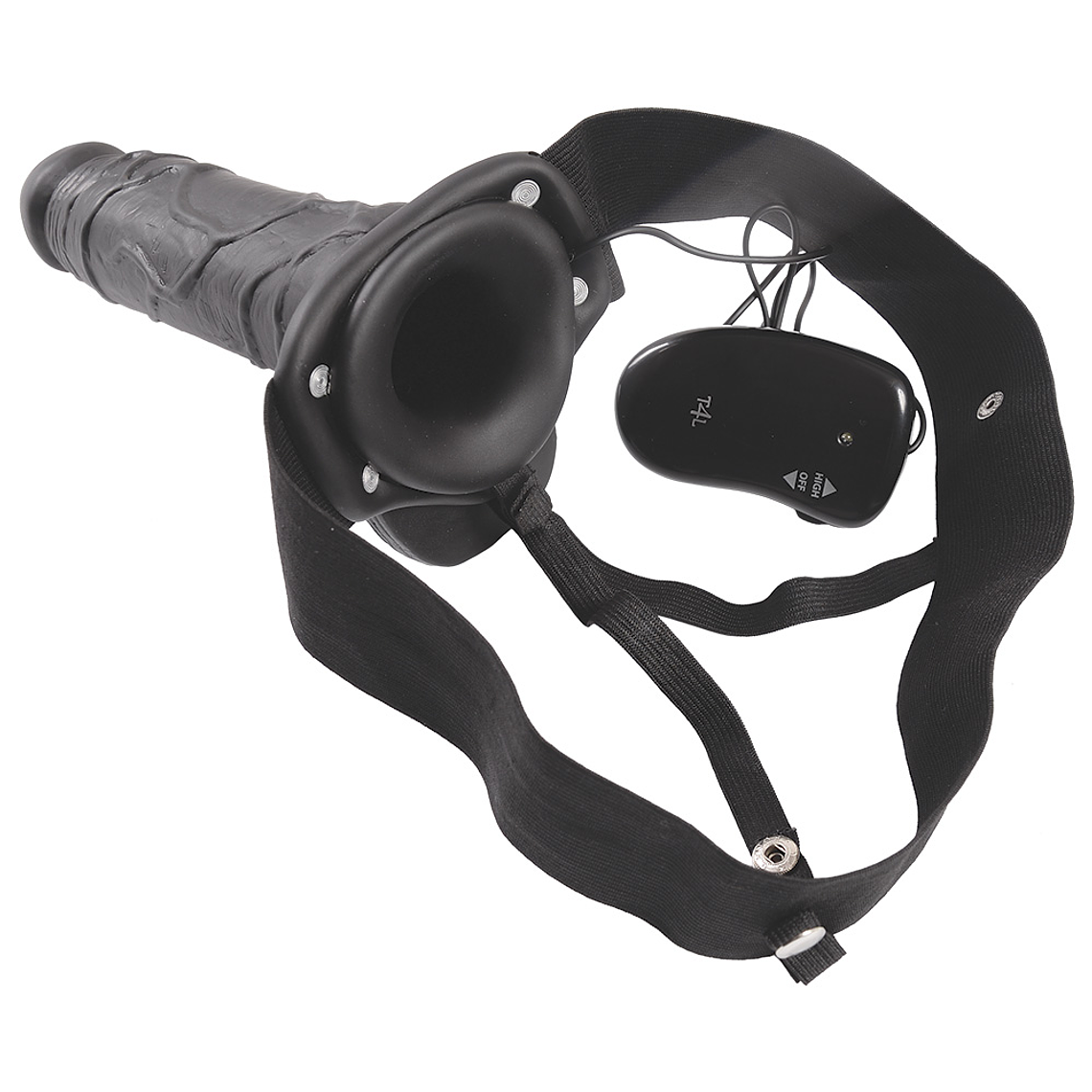 STRAP-ON OCO COM VIBRAÇÃO E TESTÍCULOS REAL RAPTURE AIR FEELING 8' PRETO 4