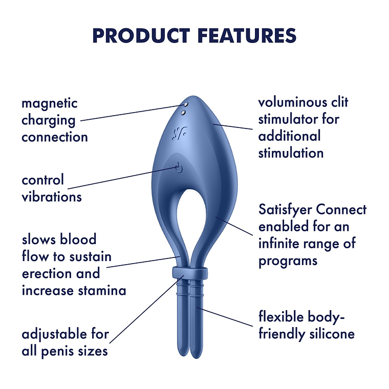 ANEL VIBRATÓRIO BULLSEYE COM APP SATISFYER AZUL 8