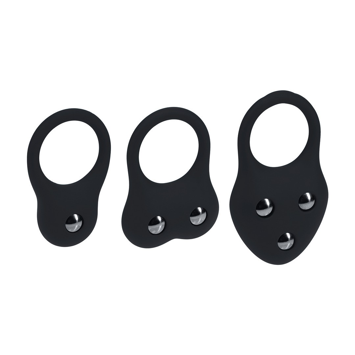 CONJUNTO DE 3 ANÉIS EM SILICONE PARA O PÉNIS COM PESOS S/M/L PRETO LEVELZ 1