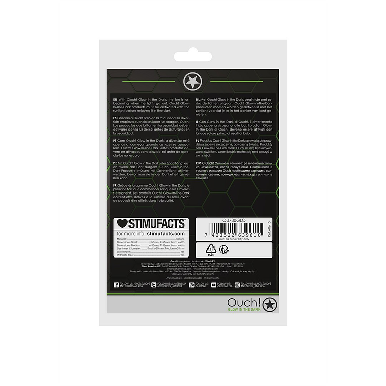 CONJUNTO DE 2 ANÉIS PARA O PÉNIS GLOW IN THE DARK OUCH! 3