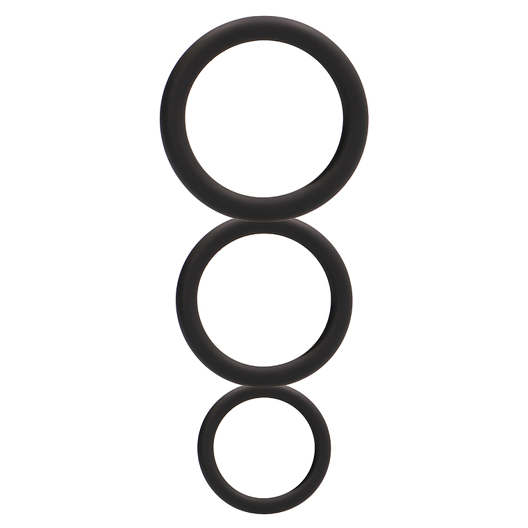 CONJUNTO DE ANÉIS PARA O PÉNIS ROUND COCK RINGS SET PRETOS 1