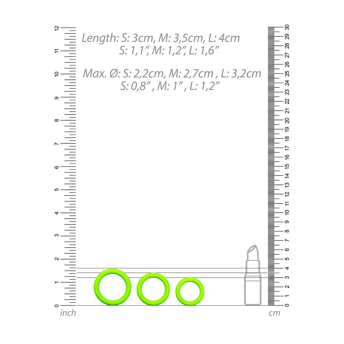 CONJUNTO DE 3 ANÉIS PARA O PÉNIS GLOW IN THE DARK OUCH! 5