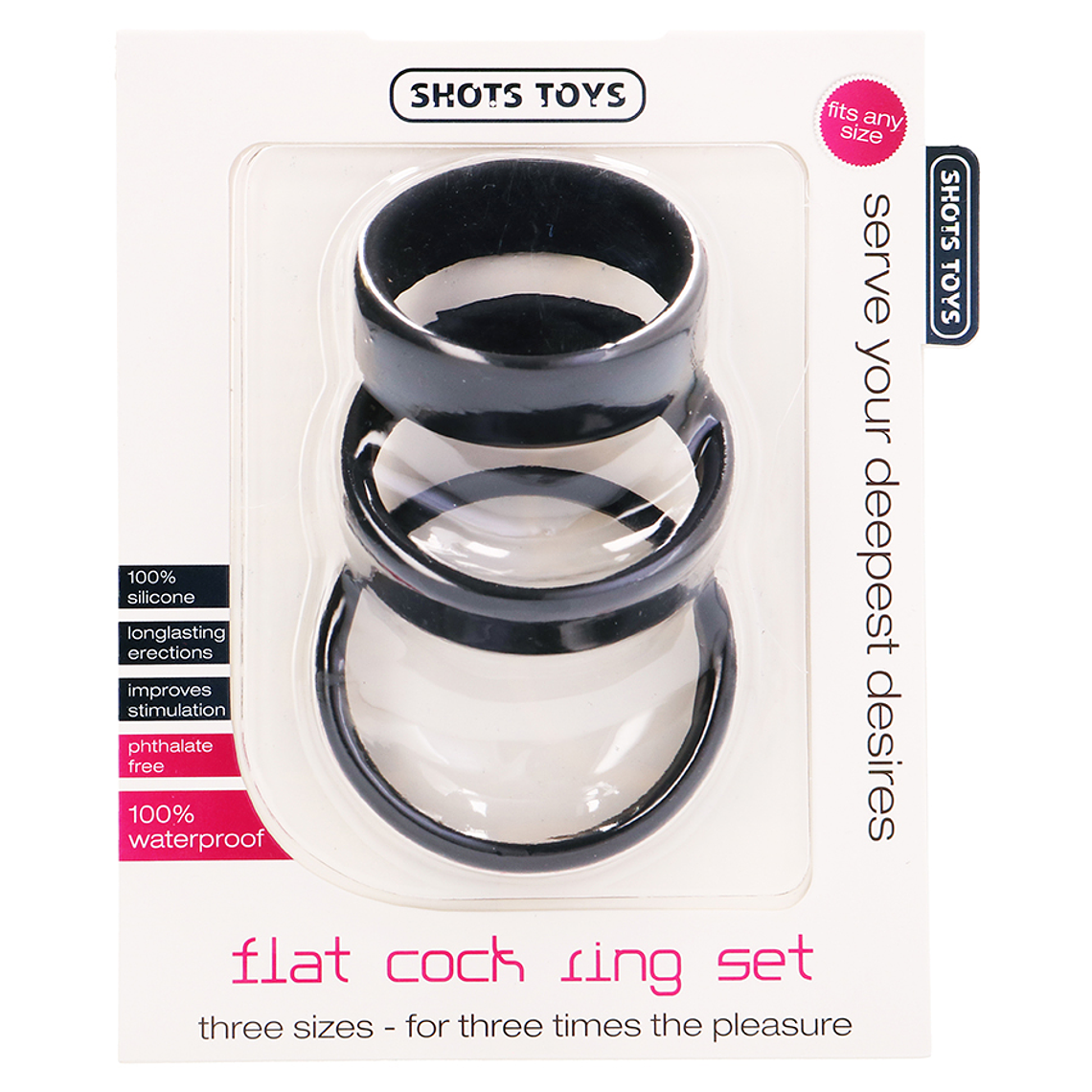 CONJUNTO DE ANÉIS PARA O PÉNIS FLAT COCK RINGS SET PRETOS 2