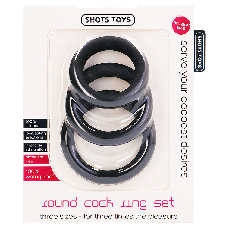 CONJUNTO DE ANÉIS PARA O PÉNIS ROUND COCK RINGS SET PRETOS 2