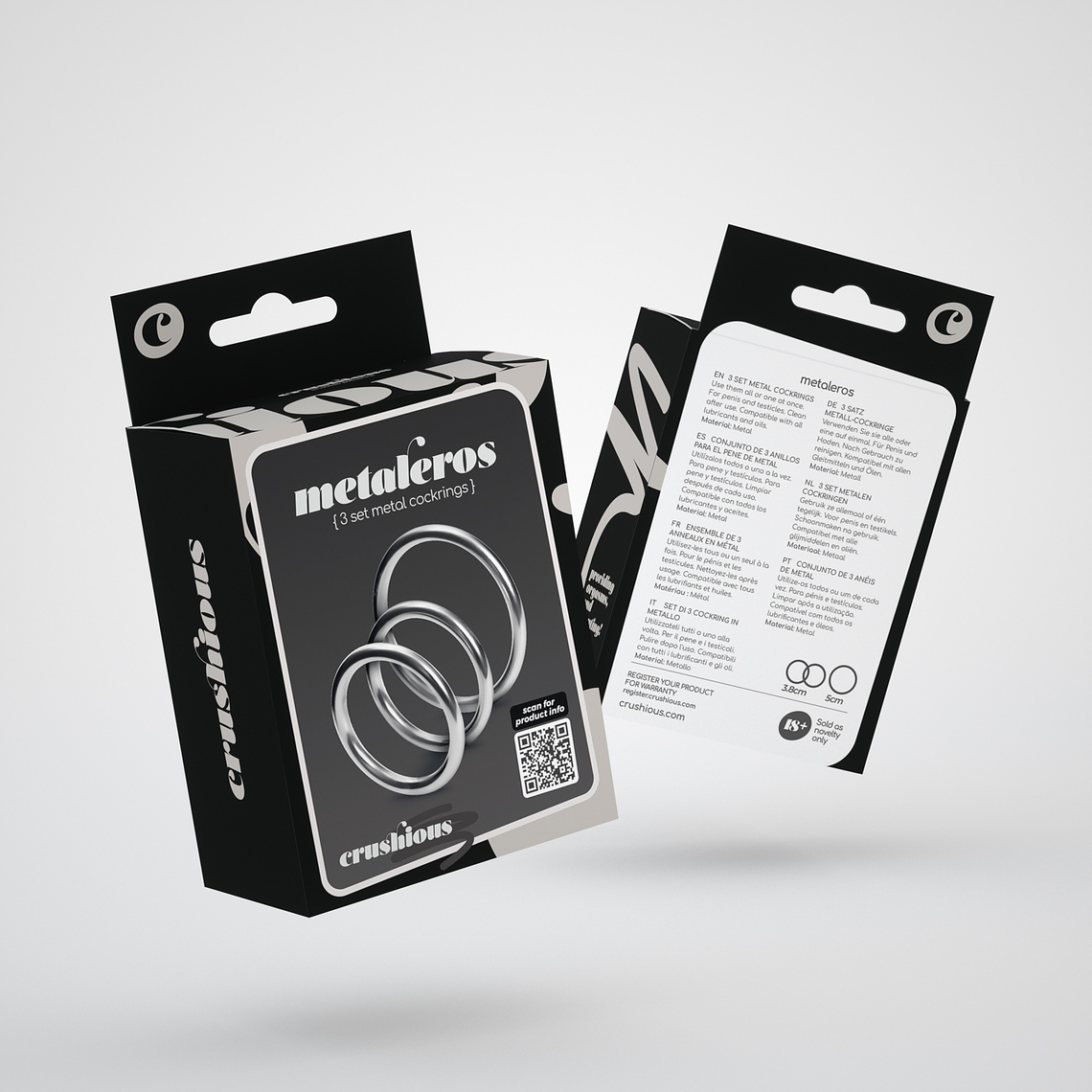 METALEROS CONJUNTO DE 3 ANÉIS PENIANOS EM METAL CRUSHIOUS 3