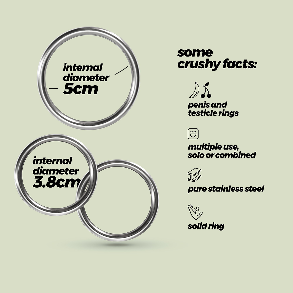 METALEROS CONJUNTO DE 3 ANÉIS PENIANOS EM METAL CRUSHIOUS 5