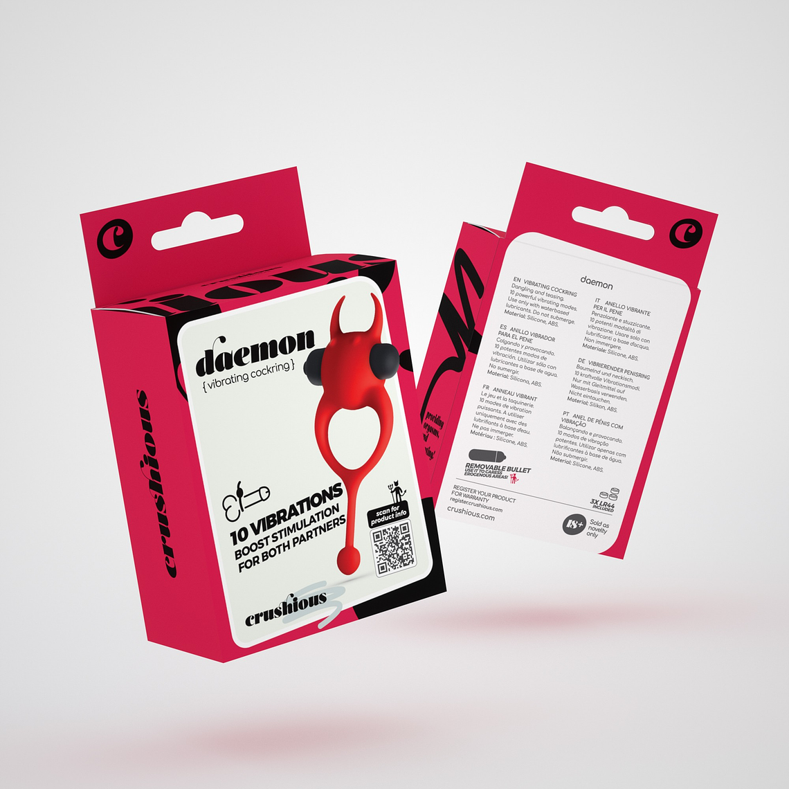 DAEMON ANEL PARA O PÉNIS COM VIBRAÇÃO VERMELHO CRUSHIOUS 8