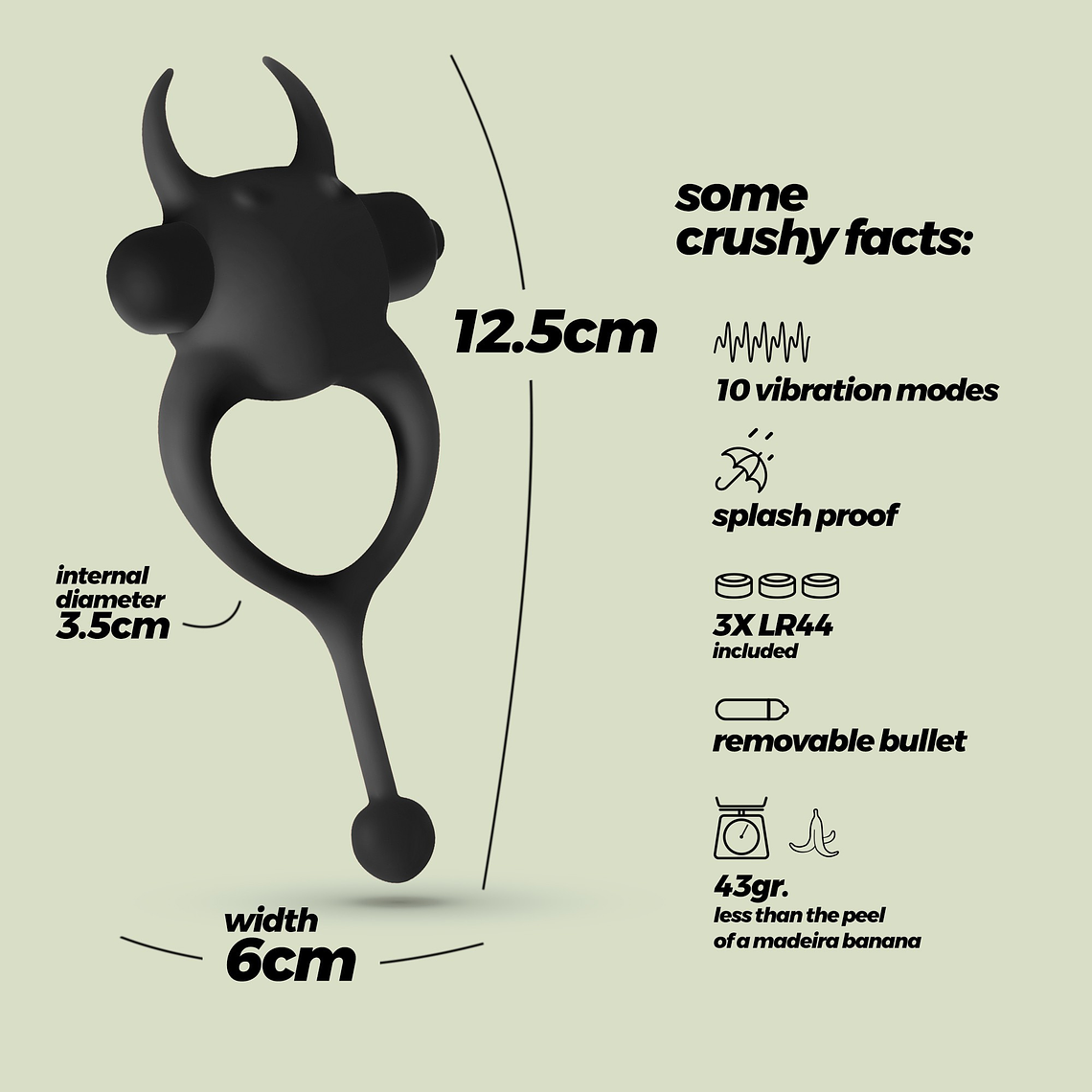 DAEMON ANEL PARA O PÉNIS COM VIBRAÇÃO PRETO CRUSHIOUS 7