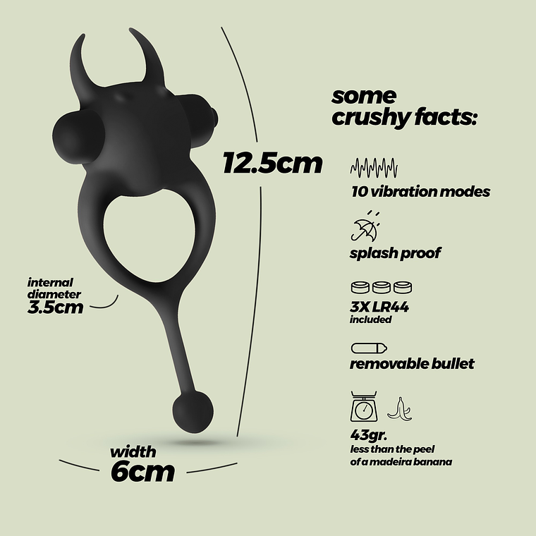 DAEMON ANEL PARA O PÉNIS COM VIBRAÇÃO PRETO CRUSHIOUS 7