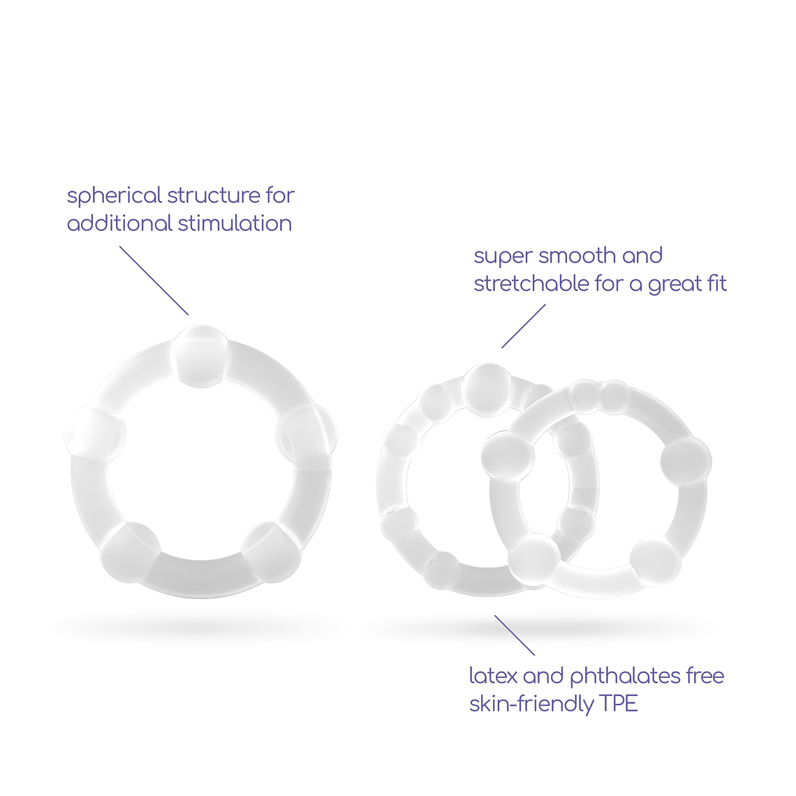 SET DE ANÉIS PENIANOS TRIPLE BEAD TRANSPARENTES CRUSHIOUS 12