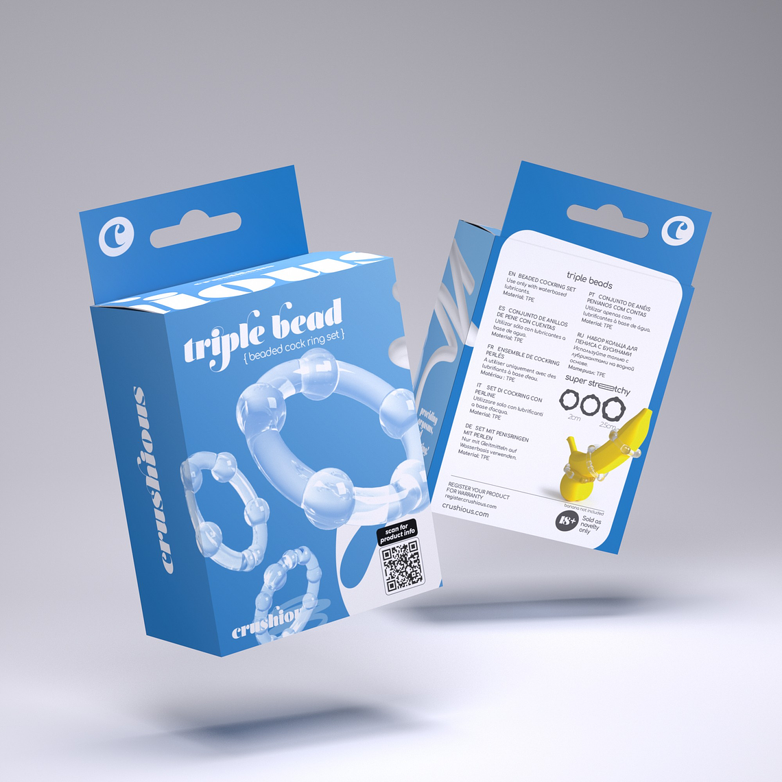 SET DE ANÉIS PENIANOS TRIPLE BEAD TRANSPARENTES CRUSHIOUS 16