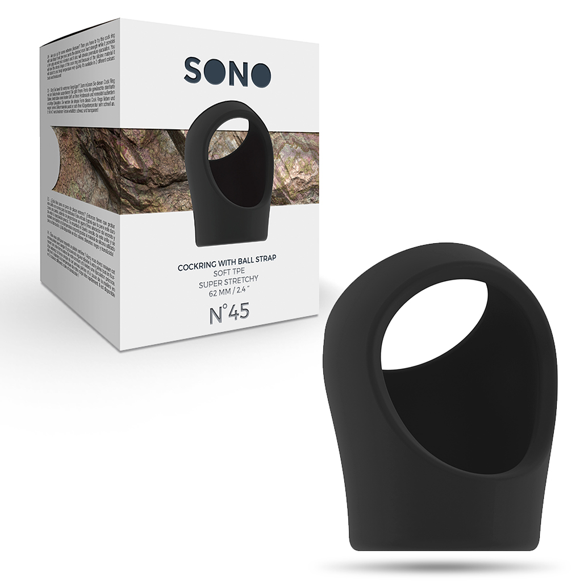 ANEL PARA O PÉNIS COM ALÇA PARA TESTÍCULOS SONO Nº45 PRETO 2