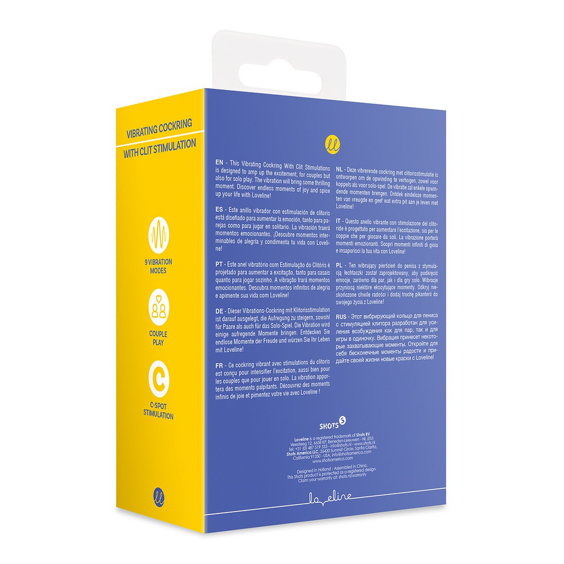 ANEL PARA O PÉNIS COM VIBRAÇÃO E ESTIMULADOR DE CLITÓRIS AZUL LOVELINE 3