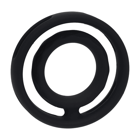 ANEL PARA O PÉNIS E TESTÍCULOS CLÁSSICO EM SILICONE COM ESTRIAS PRETO LEVELZ 