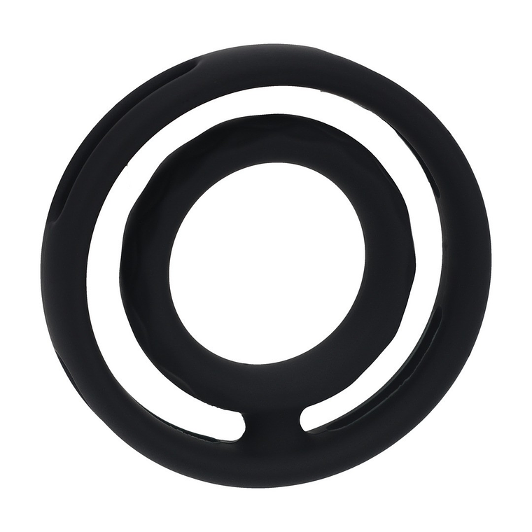 ANEL PARA O PÉNIS E TESTÍCULOS CLÁSSICO EM SILICONE COM ESTRIAS PRETO LEVELZ  1