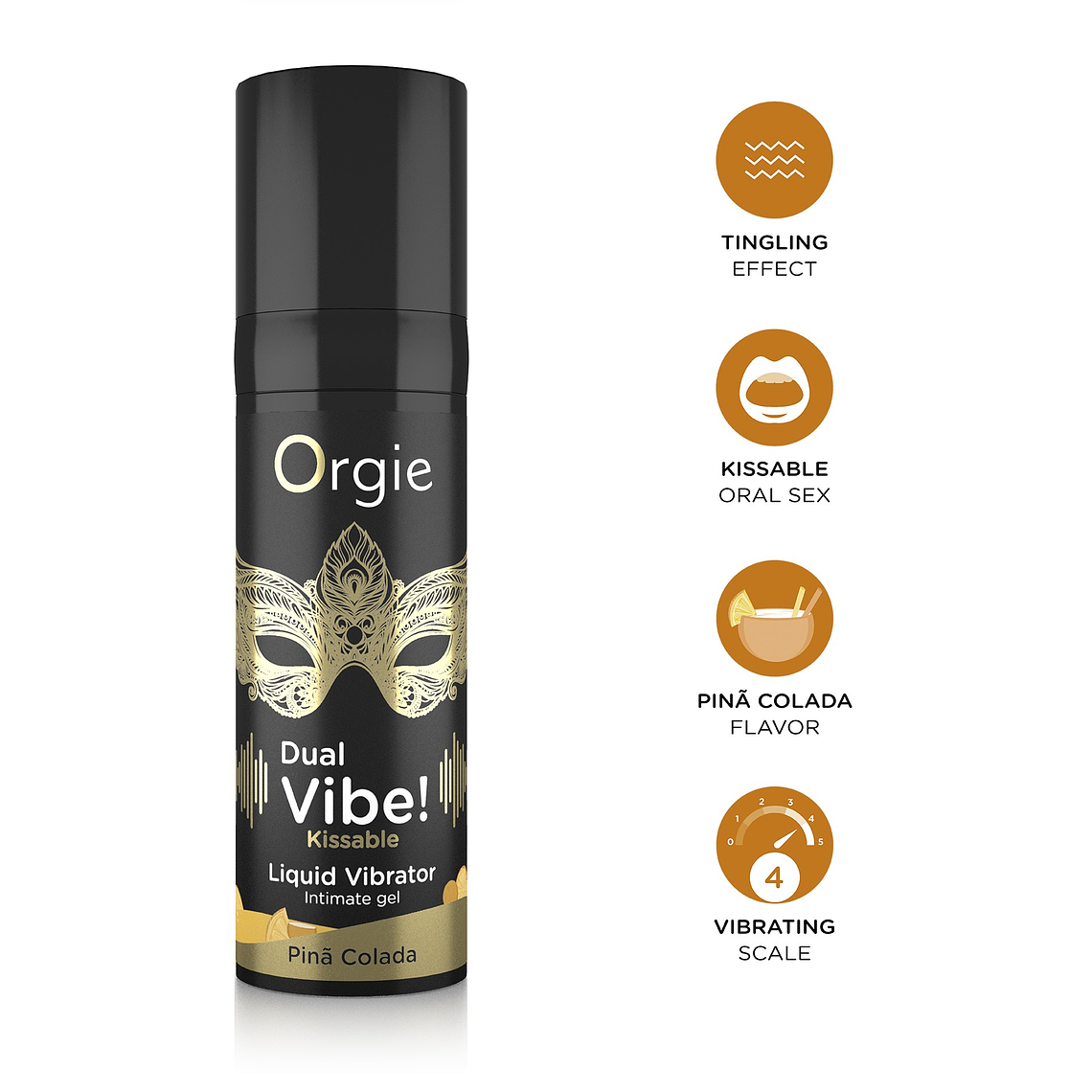 VIBRADOR LÍQUIDO COM SABOR A PIÑA COLADA DUAL VIBE 15ML ORGIE 1