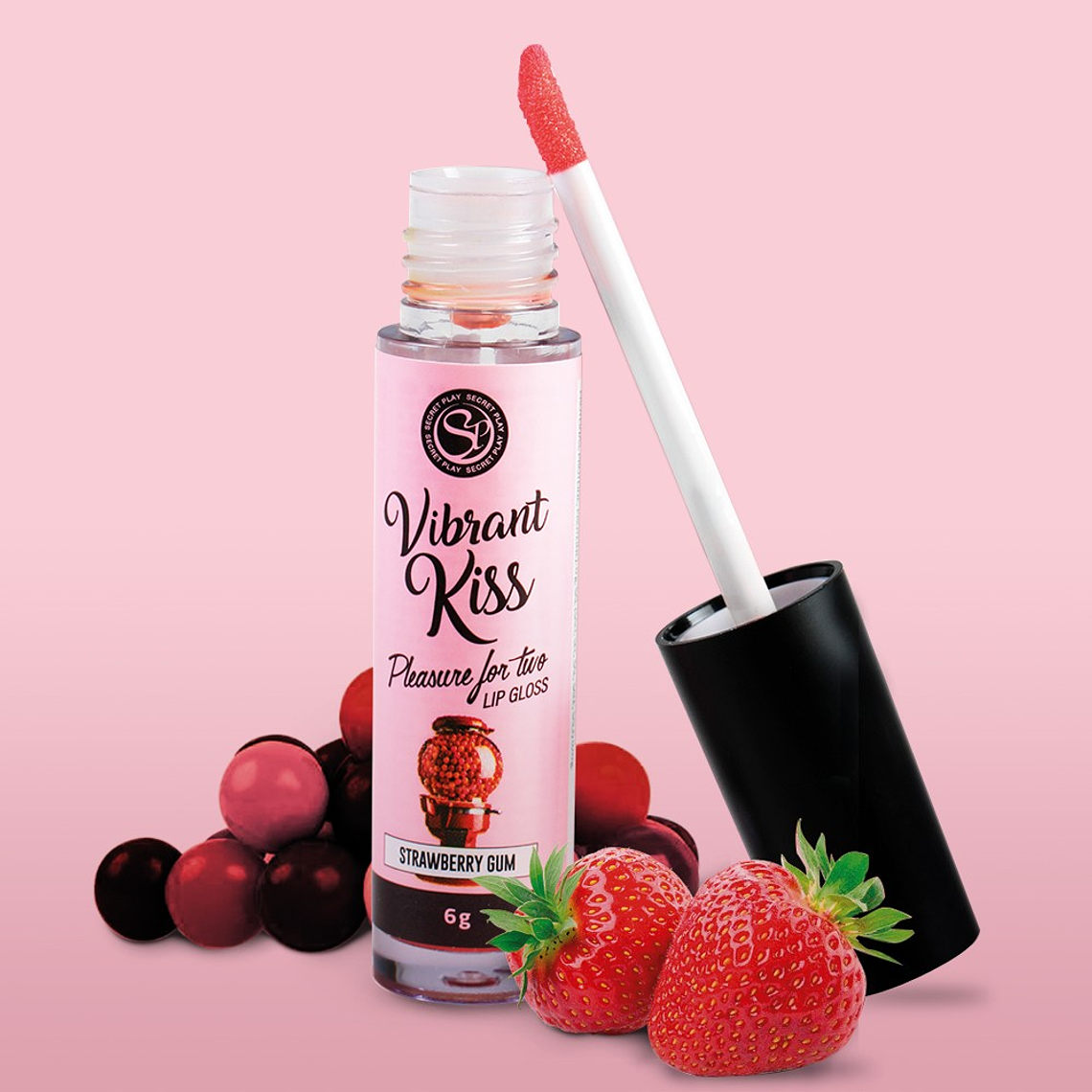 LIP GLOSS DE PASTILHA DE MORANGO VIBRANT KISS 6GR 1