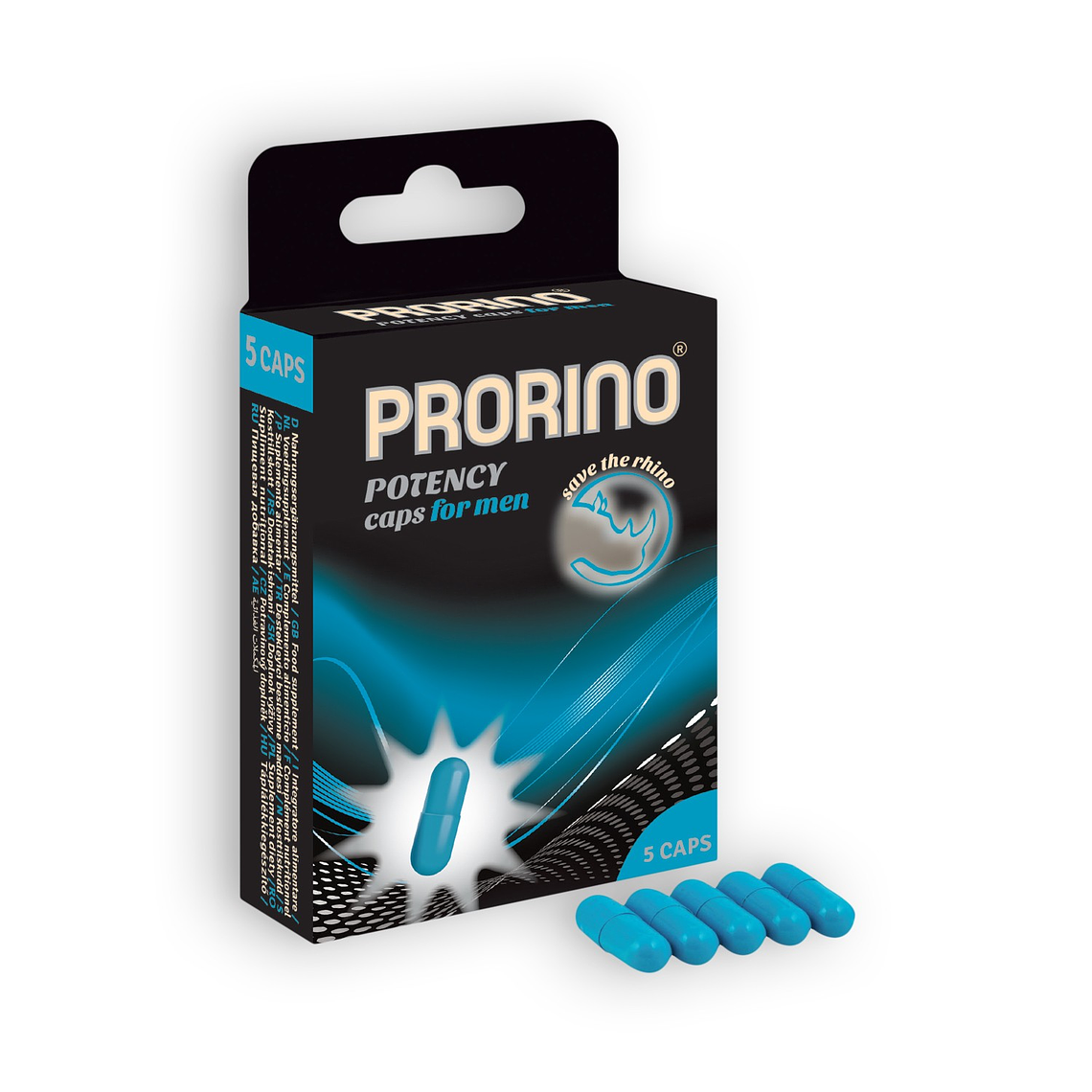CÁPSULAS ESTIMULANTES PRORINO POTENCY CAPS PARA HOMEM 5 CÁPSULAS 1