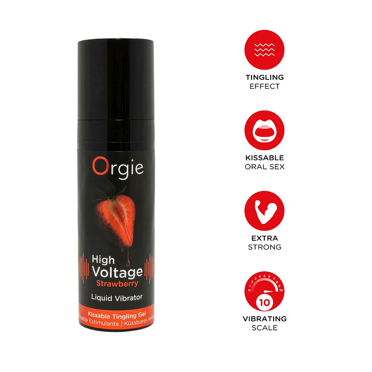 GEL COM VIBRAÇÃO E SABOR A MORANGO HIGH VOLTAGE 15ML ORGIE 2