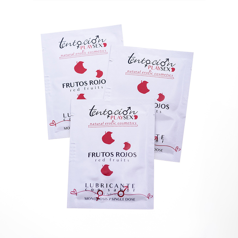 20 MONODOSES DE LUBRIFICANTE COM SABOR A FRUTOS VERMELHOS 5ML TENTACIÓN PLAY SEX 1