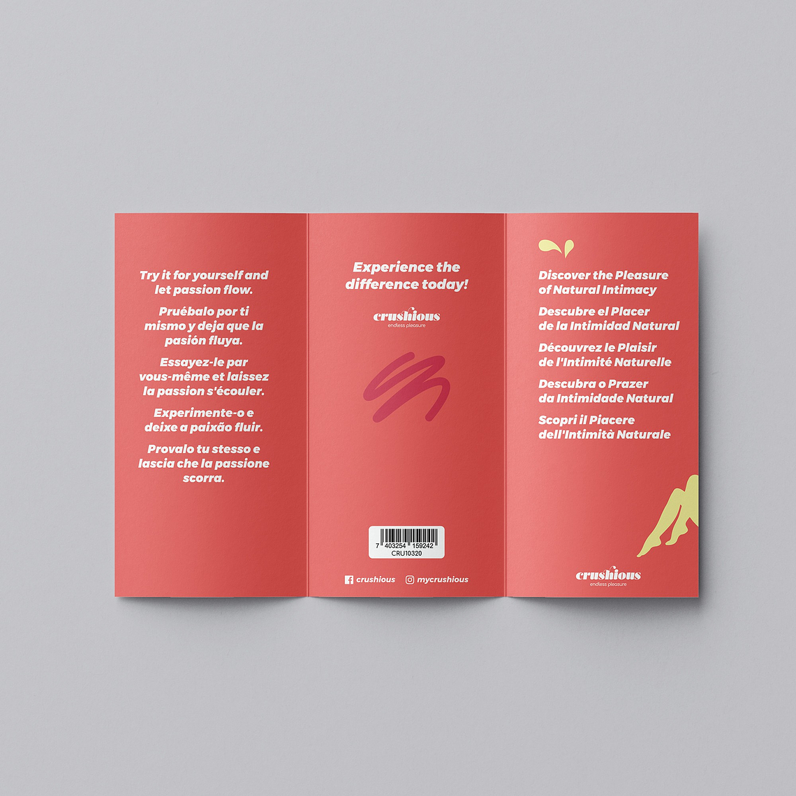 AMOSTRA LUBRIFICANTE NATURAL CRUSHIOUS 4ML COM FOLHETO 2