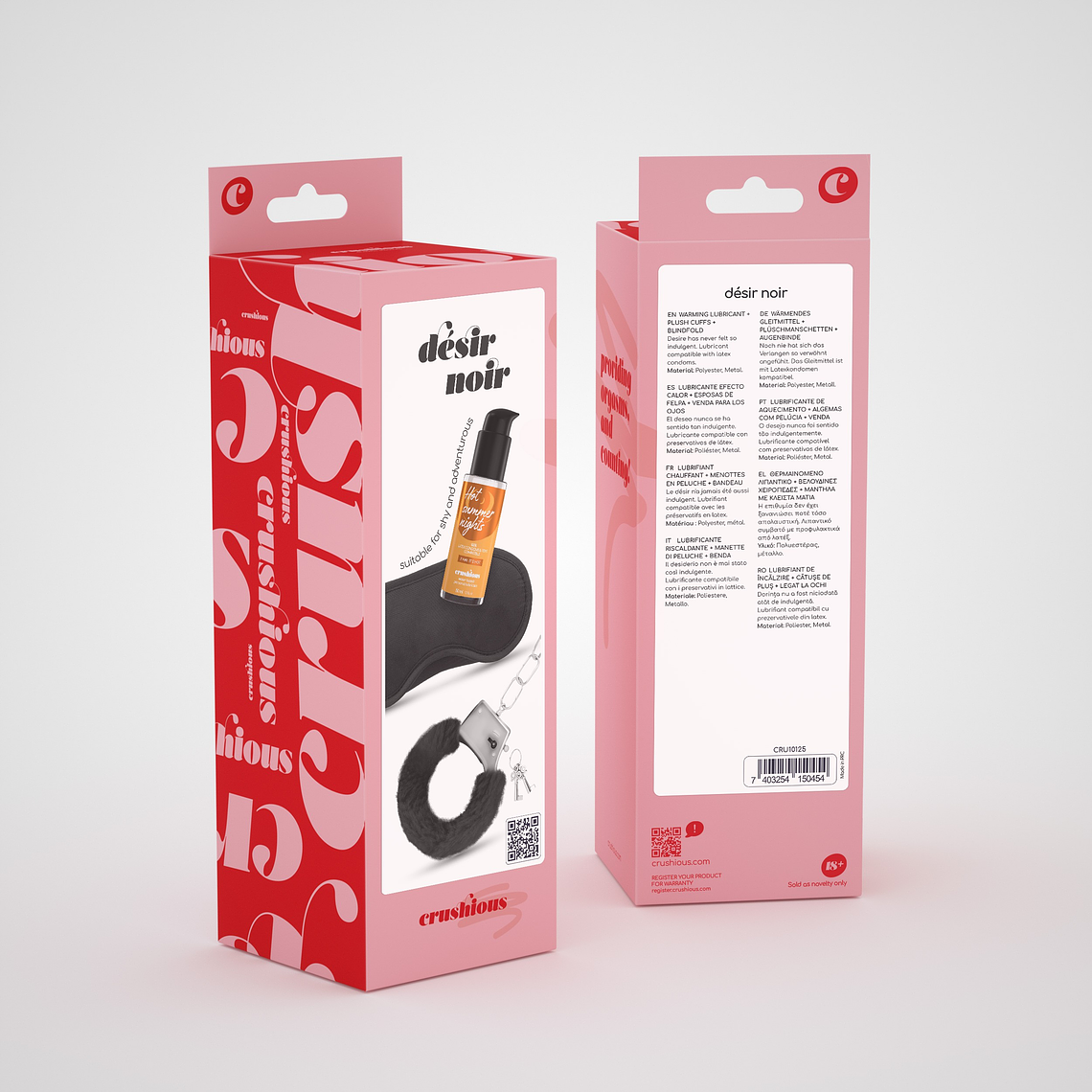 DÉSIR NOIR CONJUNTO DE ALGEMAS + VENDA ACETINADA E LUBRIFICANTE COM EFEITO CALOR CRUSHIOUS 8