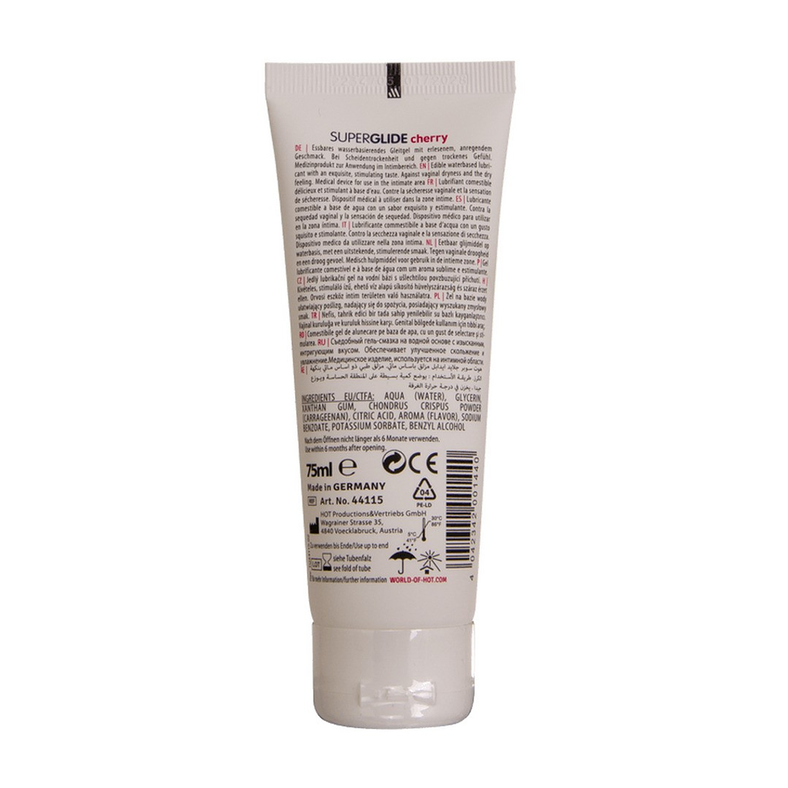 LUBRIFICANTE COMESTÍVEL HOT™ SUPERGLIDE CEREJA 75ML 2